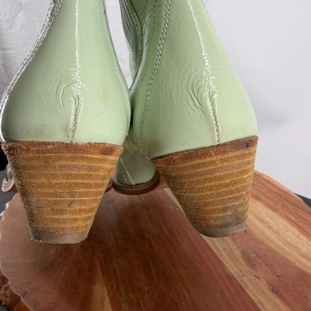 Free People New Frontier Chelsea Boots mint green patent leather‎ finish 40 9.5